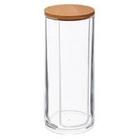 WATTEPADSPENDER Bambus-Deckel Selena 7,5/7,5/17,6 cm - Transparent, Kunststoff (7.5/17.6/7.5cm) - 5five Simply Smart