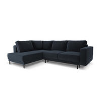 AUSKLAPPBARES-ECKSOFA links Caro aus Samt dunkelblau 5 Sitzplätze - Dunkelblau, Textil (187/247cm) - Micadoni