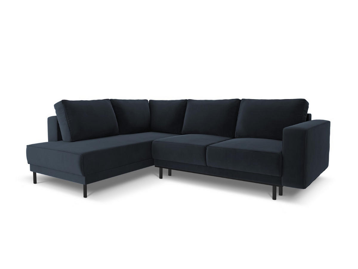 AUSKLAPPBARES-ECKSOFA links Caro aus Samt dunkelblau 5 Sitzplätze - Dunkelblau, Textil (187/247cm) - Micadoni