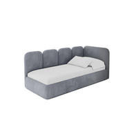EINZELLBETT Jugendbett mit Bettkasten, Links - VELY 90x200 Grau - Grau, Holzwerkstoff/Textil (90/200cm) - ALTDECOR