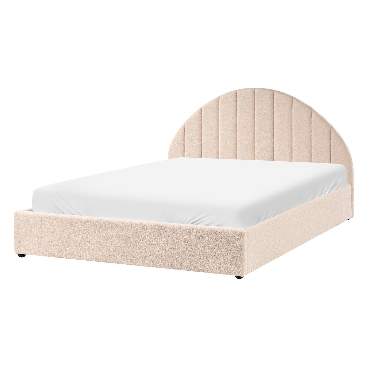 POSTELJA s prostorom za shranjevanje 140/200 bouclé svetlo bež Chadenet - bež, tekstil (140/200cm) - Beliani