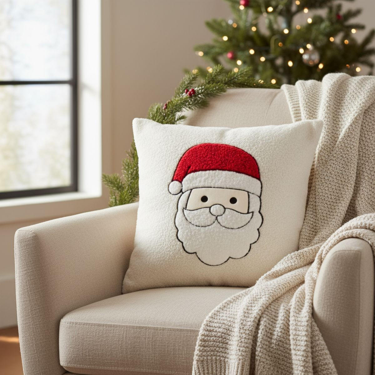 KISSEN Weihnachtsmotiv 44/44 cm weiß - Weiß, Textil (44cm) - Home Styling Collection
