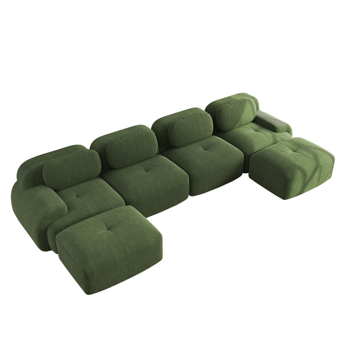 WOHNLANDSCHAFT aus Cord 388x178x75 cm mit ergonomischem Design, grün - Grün, Textil (178/75/388cm) - Luhomfu