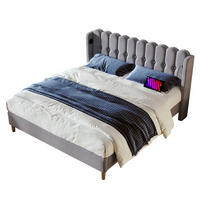 POLSTERBETT 160/200 cm Grau aus Leinen mit USB- und Typ-C-Ladefunktion - Grau, Textil (160/200cm) - OKMYHOME