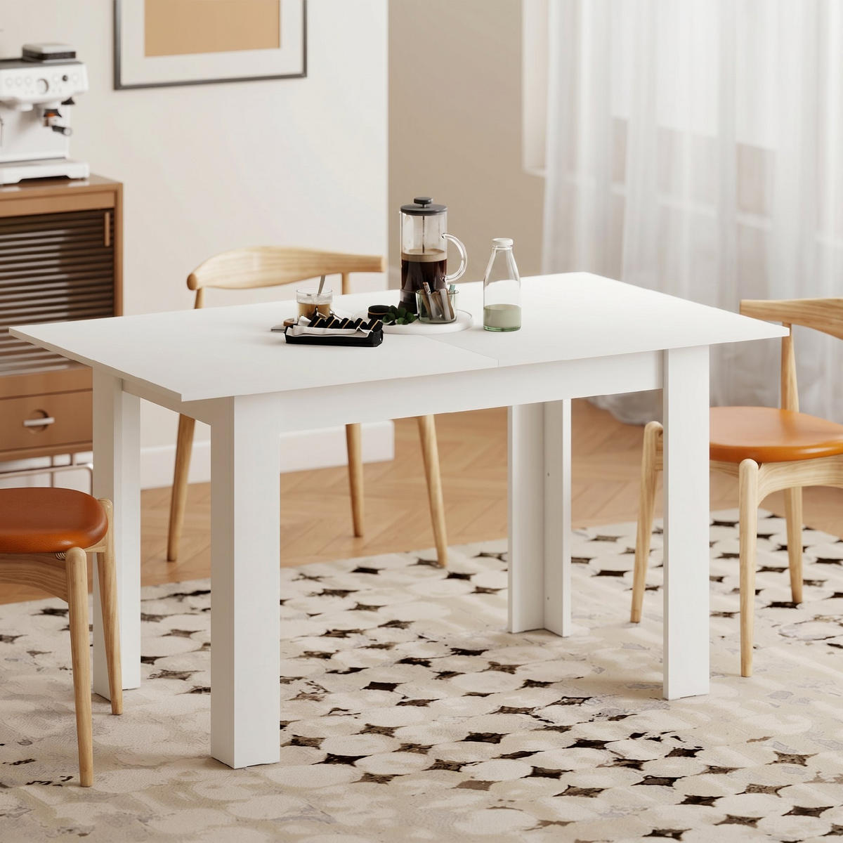 AUSZIEHTISCH Weiß ausziehbar 140-180/80/75 cm - Weiß, Holz (80/180/75cm) - PANGIVO