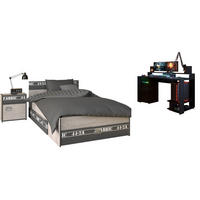 JUGENDZIMMER Fabric 22 in Esche und Grau 4 teilig - Braun, Holzwerkstoff (120/200/80cm)