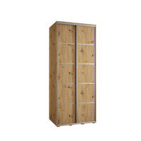 SCHWEBETÜRENSCHRANK 235,2/100/60 2-türig - Silberfarben/Eiche Artisan, Holz/Metall (100/235/60cm) - Abiks Möbel