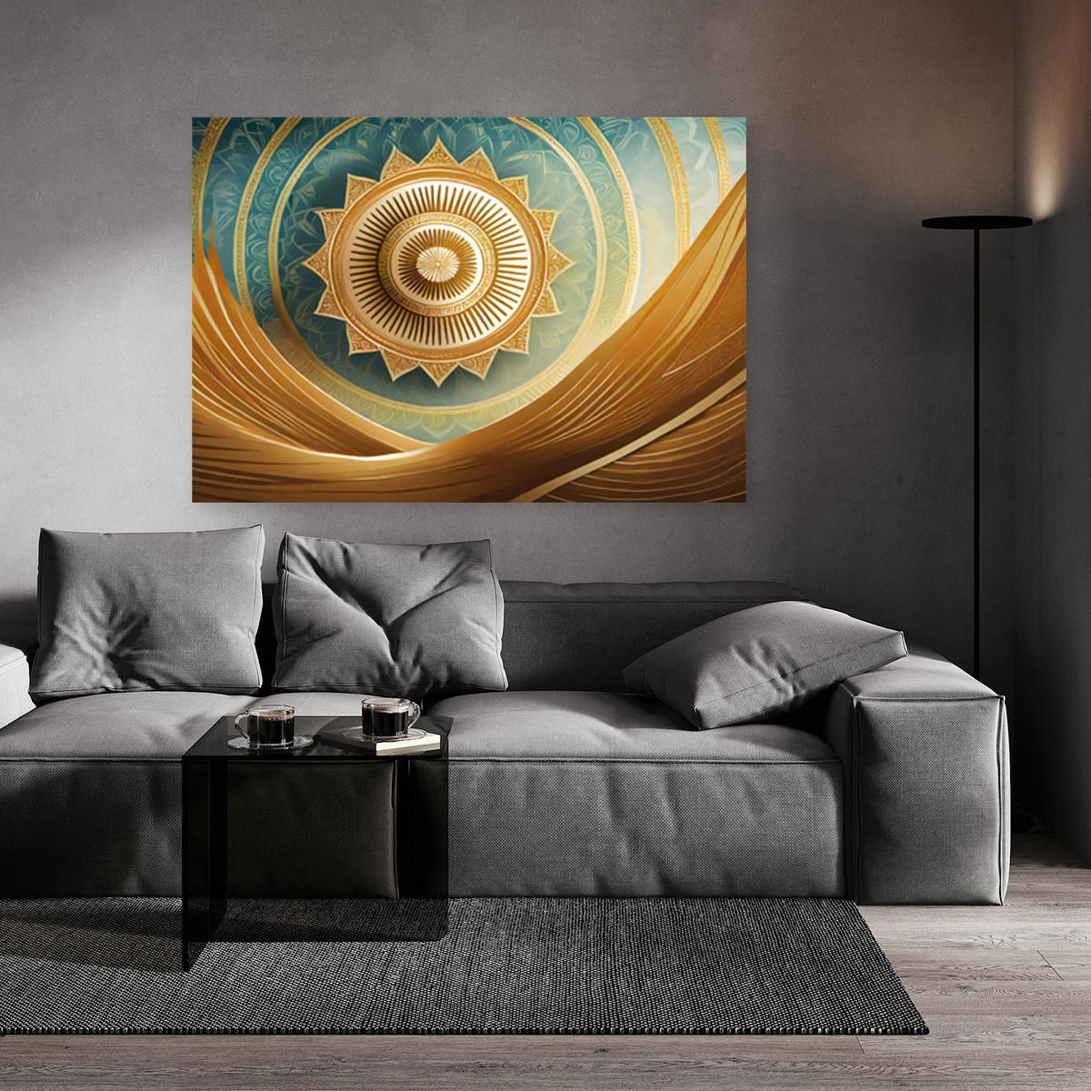 WANDBILD mandala gold orientalisch - Goldfarben, Textil (60/40cm) - Feeby