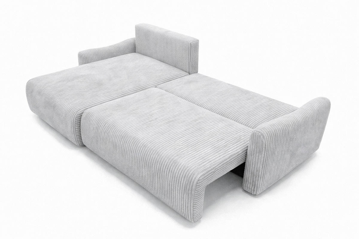 ECKSOFA Mit Schlaffunktion, Cordstoff Poso, Hellgrau, Links, JAPANDI - Hellgrau, Holz (262/145cm) - Kaiser Möbel