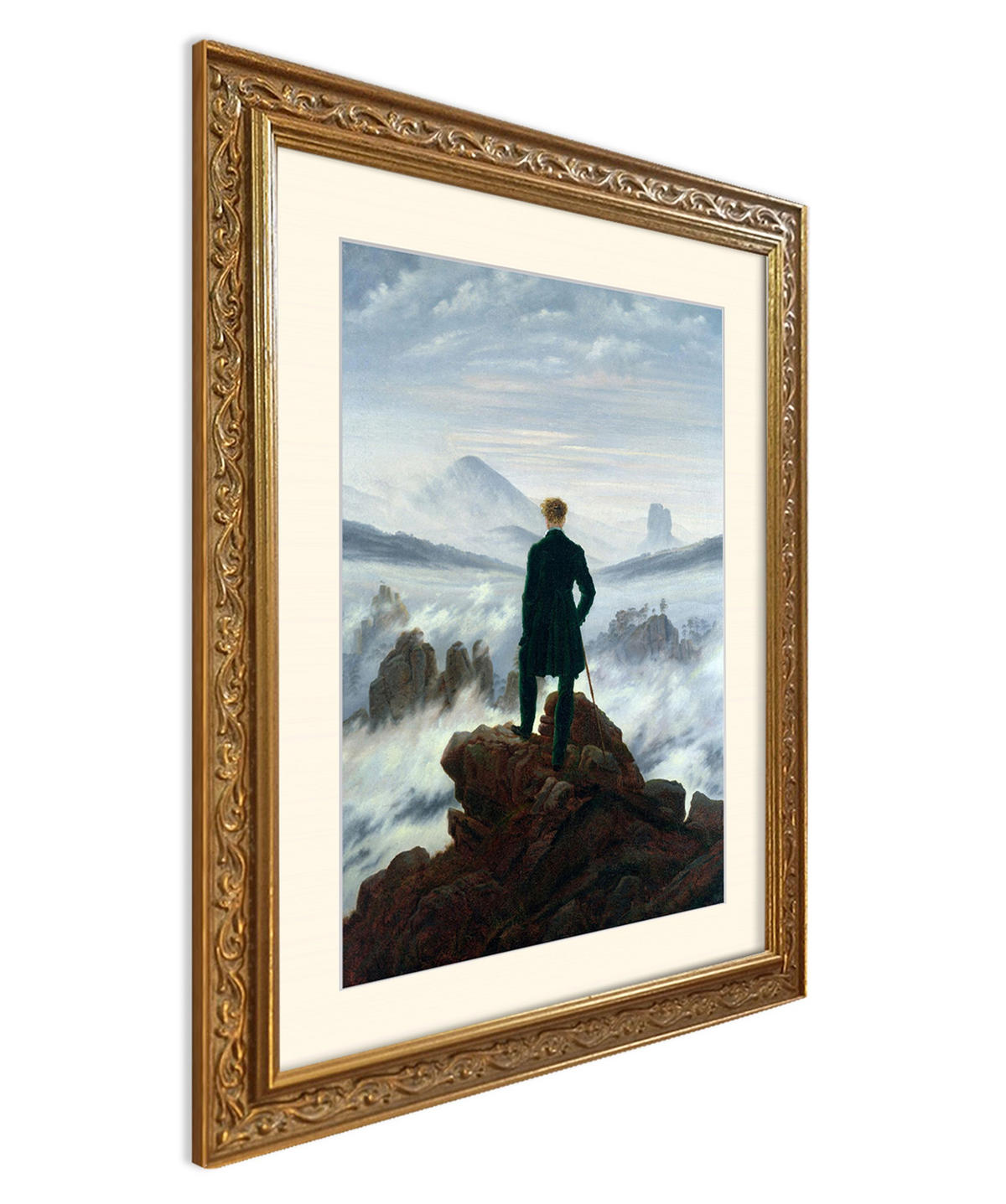 BILD gerahmt 53x63 cm Caspar David Friedrich "Wanderer über dem Nebelmeer" - Beige, Holz (53/63cm) - artissimo