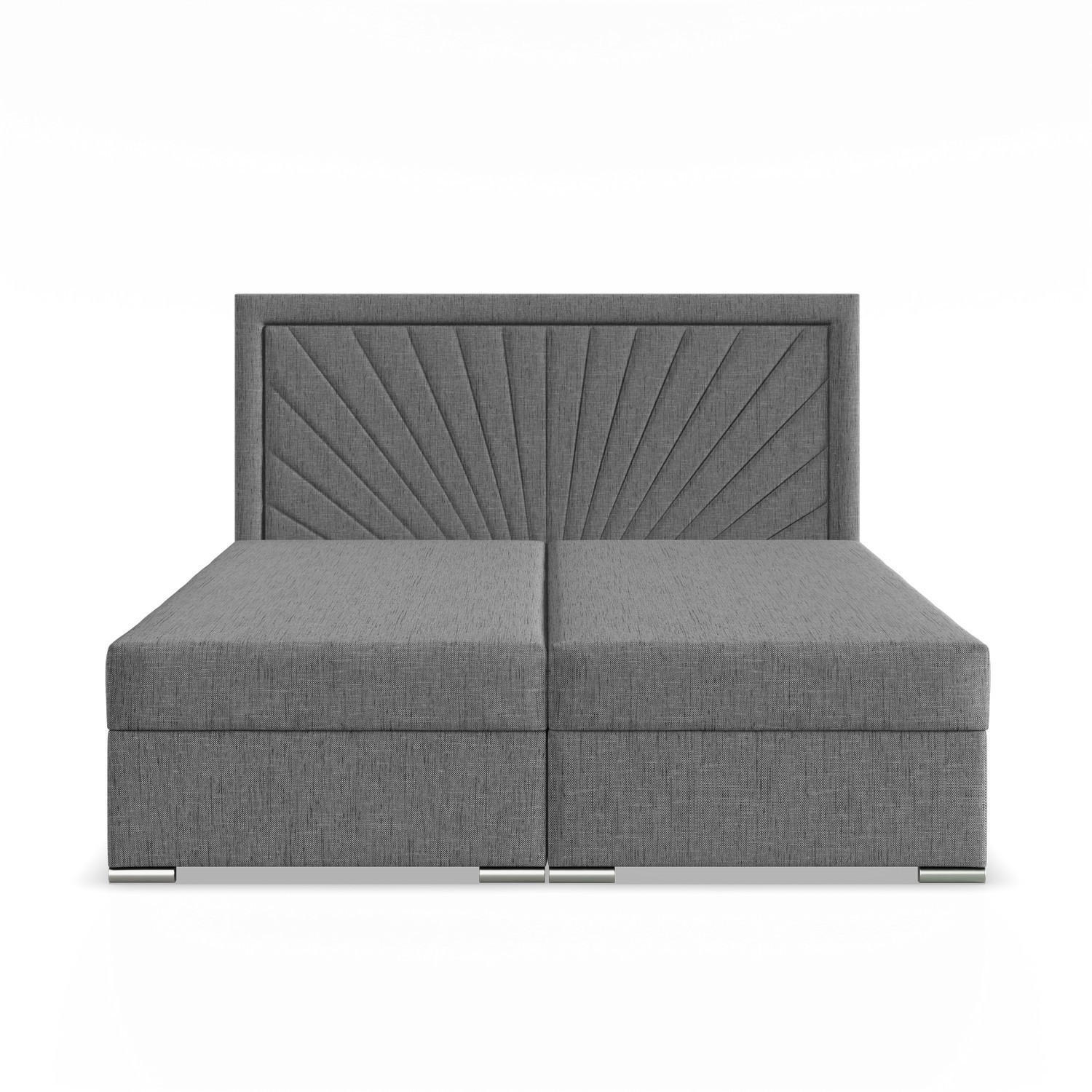 BOXBETT MIT KOPFTEIL 140x200 VICENZA, Grau - Dunkelgrau, Textil (140/200cm) - Mebligo