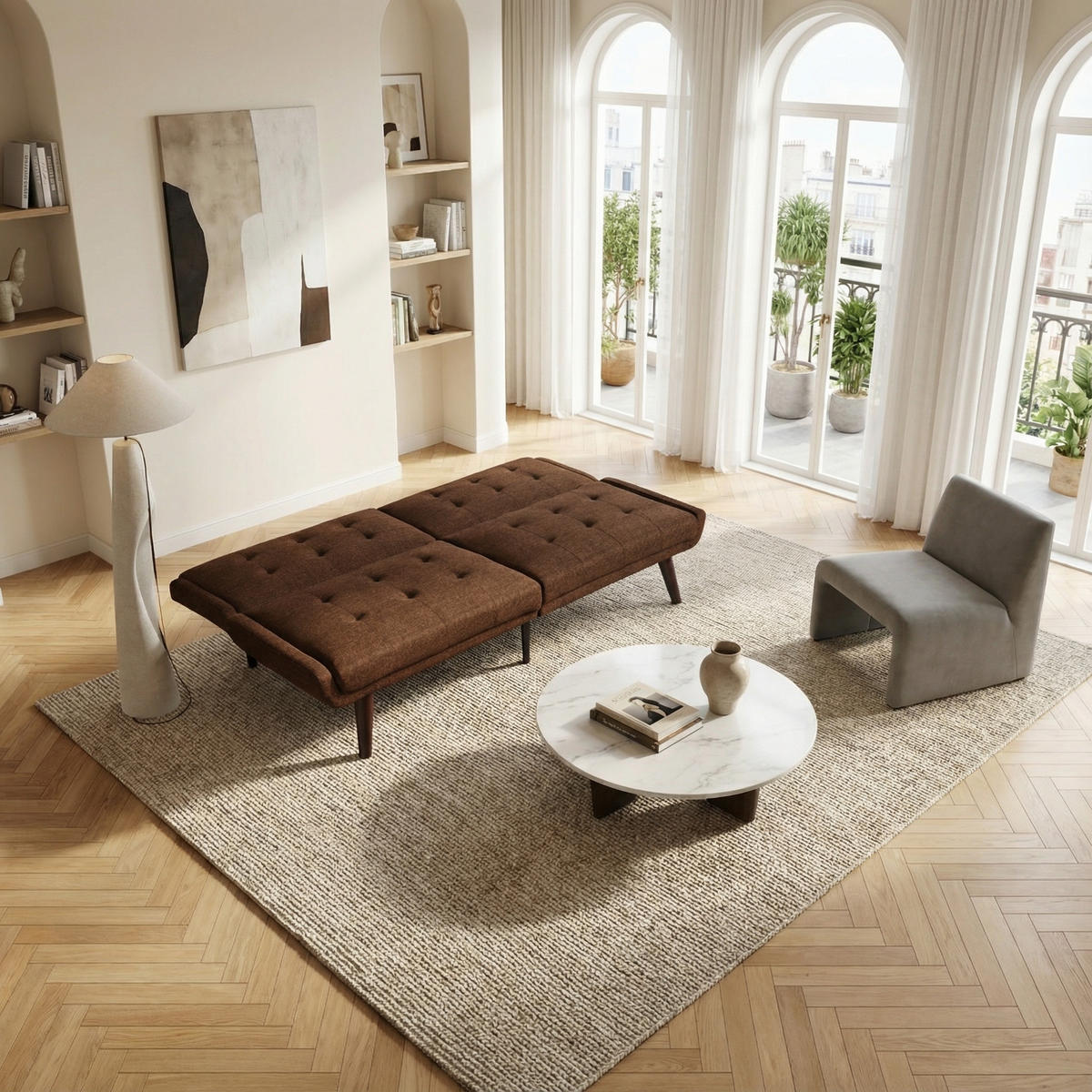 SCHLAFSOFA 157 cm breit mit Bettfunktion - Braun, Textil (157/70/51cm) - Urban Meuble