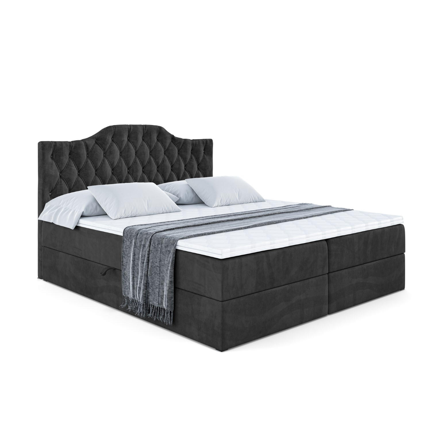 ALTDECOR AMERICKÁ postel s matrací H4 a roštem – VILA-1 – 140 × 200 cm – H4 – černá