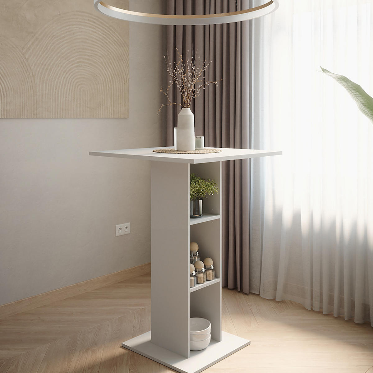 BAROVÝ STŮL Repose Bílá - bílá, kompozitní dřevo (75/75/106cm) - Vicco