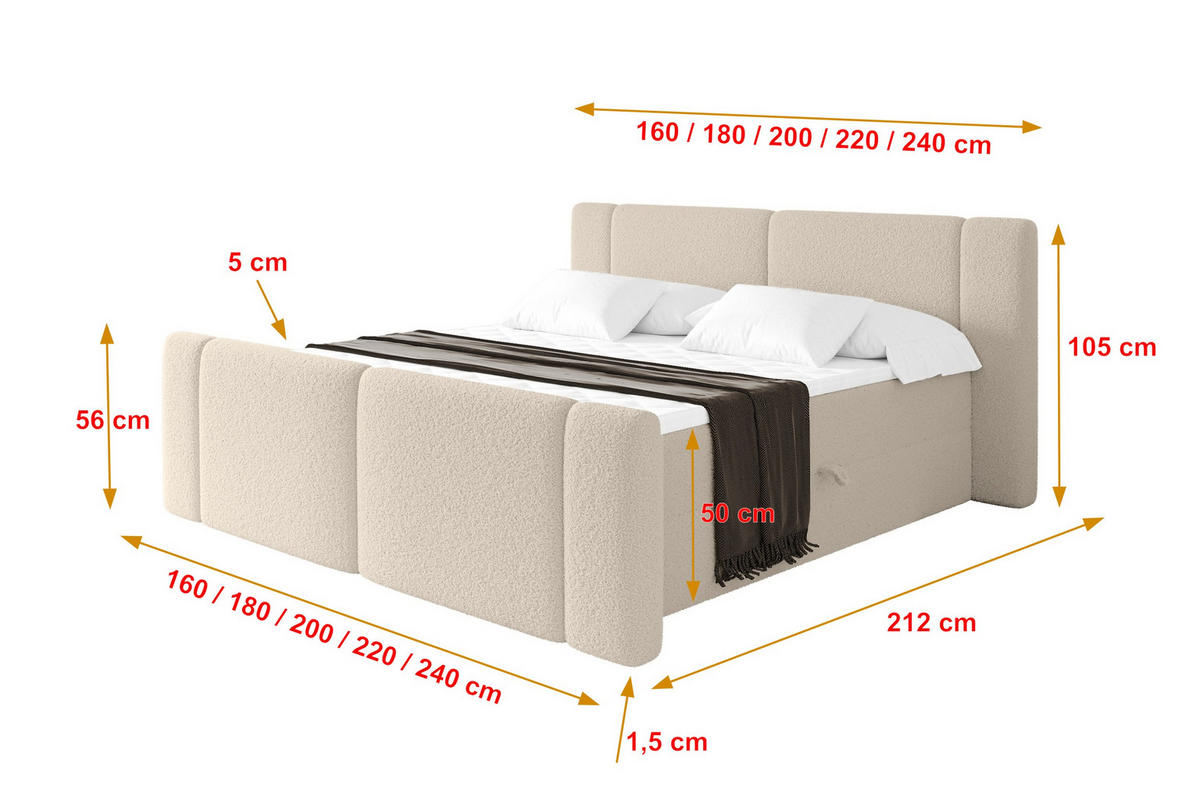 BOXBETT mit Matratze H4 - EVON Zanozek - 140x200 cm Dunkelbeige - Cappuccino, Holzwerkstoff (140/200cm) - ALTDECOR
