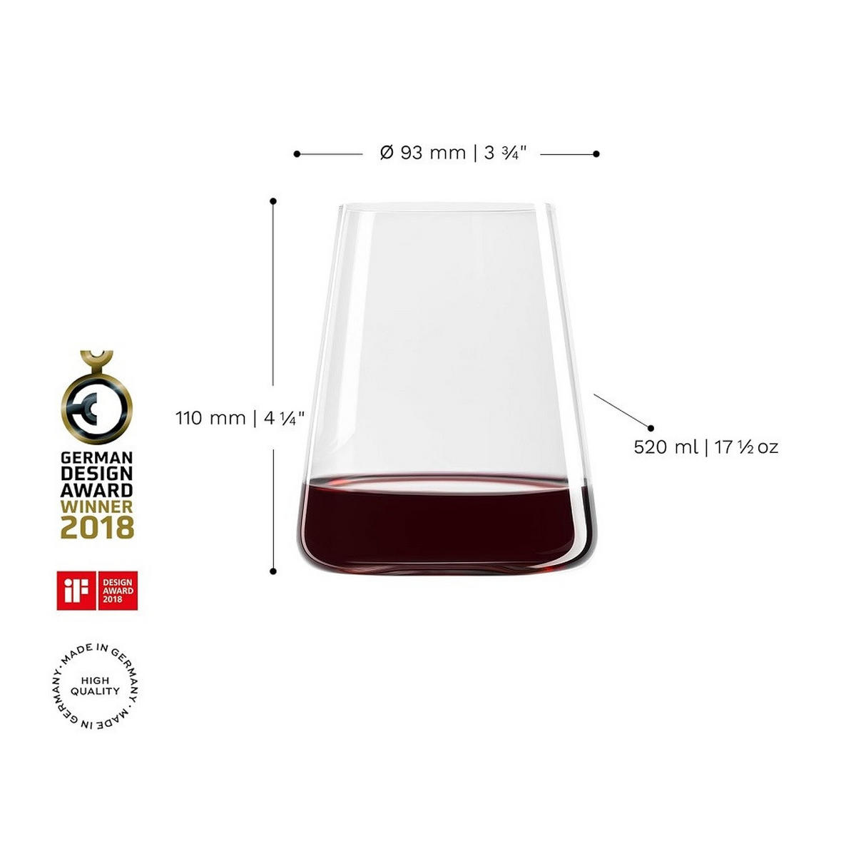 POWER Rotweinbecher 2er Set - Transparent, Glas (0.5L) - Stölzle