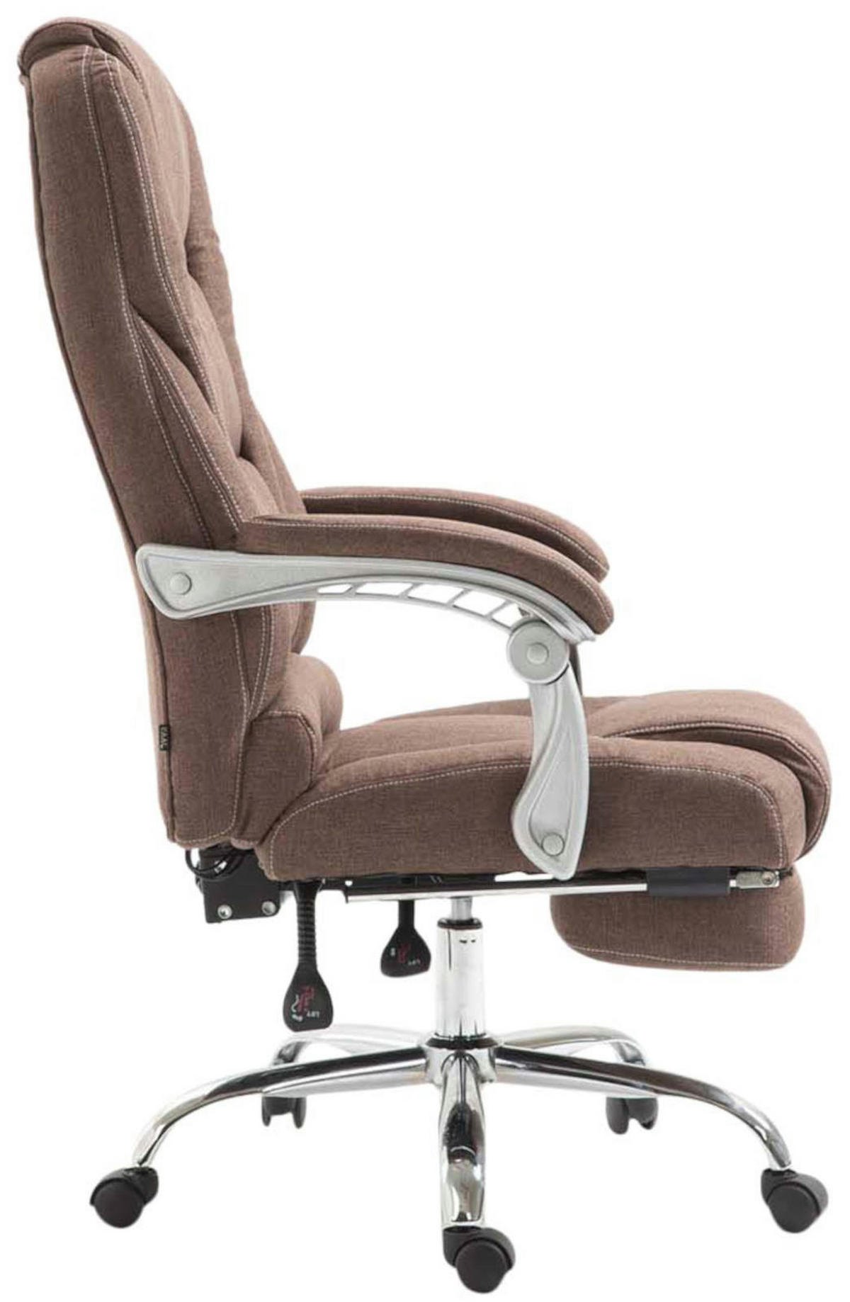 CHEFSESSEL Stoff braun - Chromfarben/Braun, Textil/Metall (68/118/64cm) - CLP