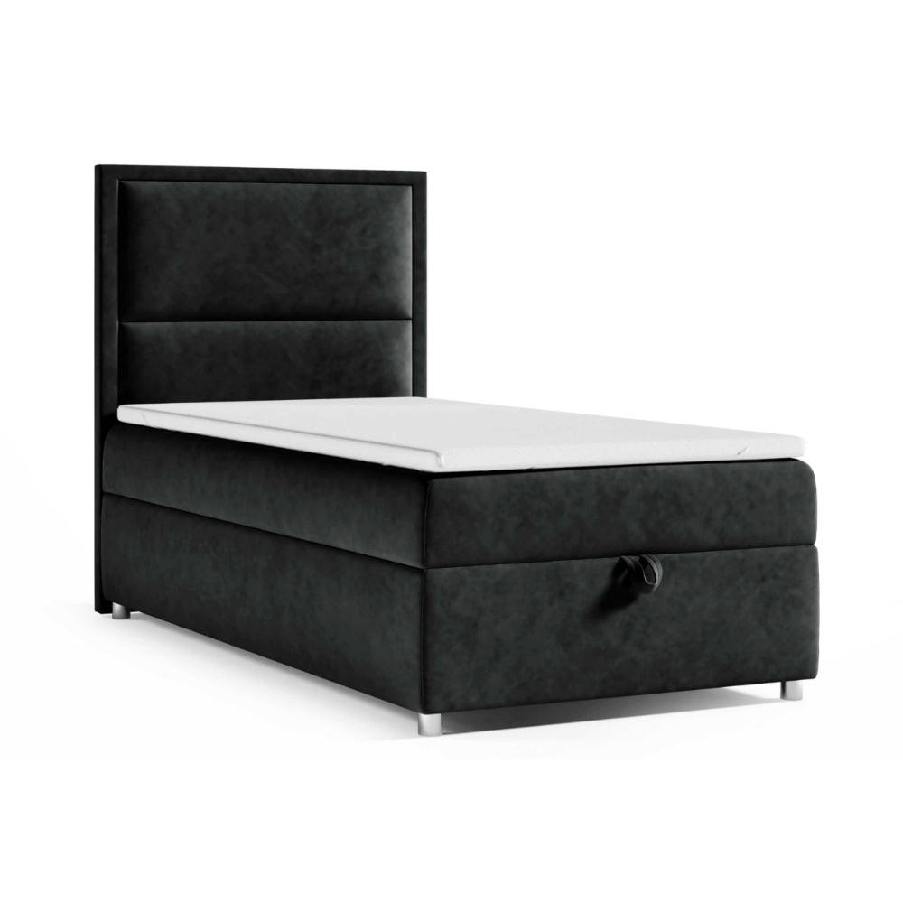 BOXBETT mit Bettkasten Trinity K11-SINGLE Bonellfederkern inkl. Topper - Schwarz, Holz/Holzwerkstoff (100/200cm) - Best For Home