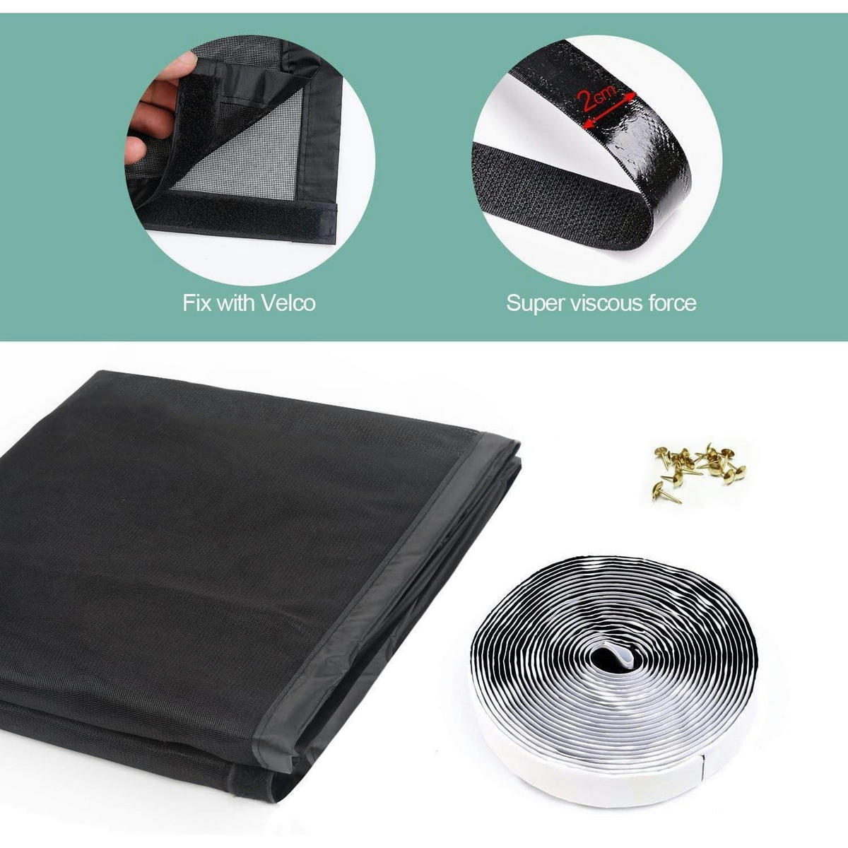 FLIEGENGITTER Tür 90 x 210 cm Schwarz Klebmontage - Schwarz, Textil (90/210/1cm)