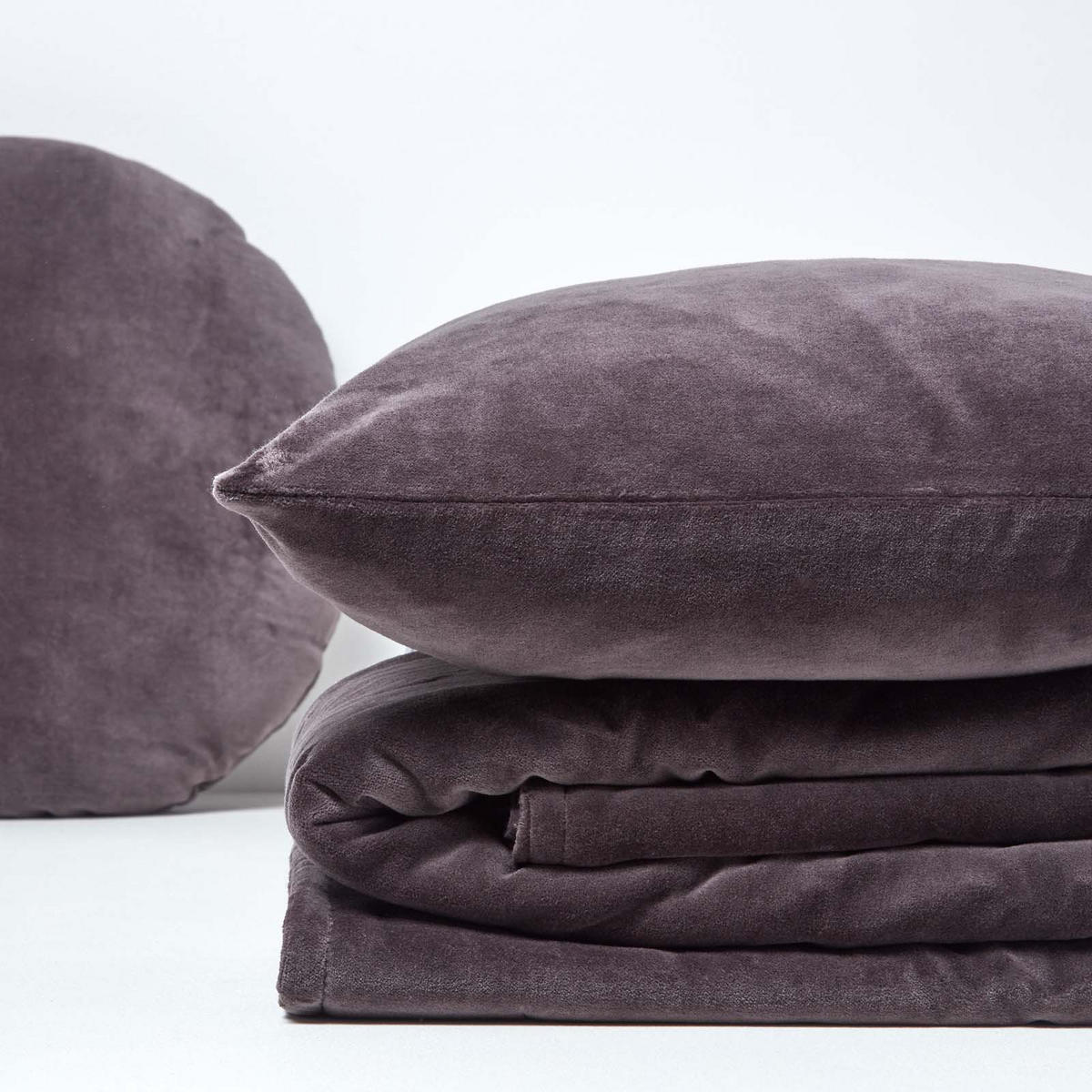 SAMT-KUSCHELDECKE 150/200 cm, Baumwolle wattiert - Dunkelgrau, Textil (150/200cm) - Homescapes