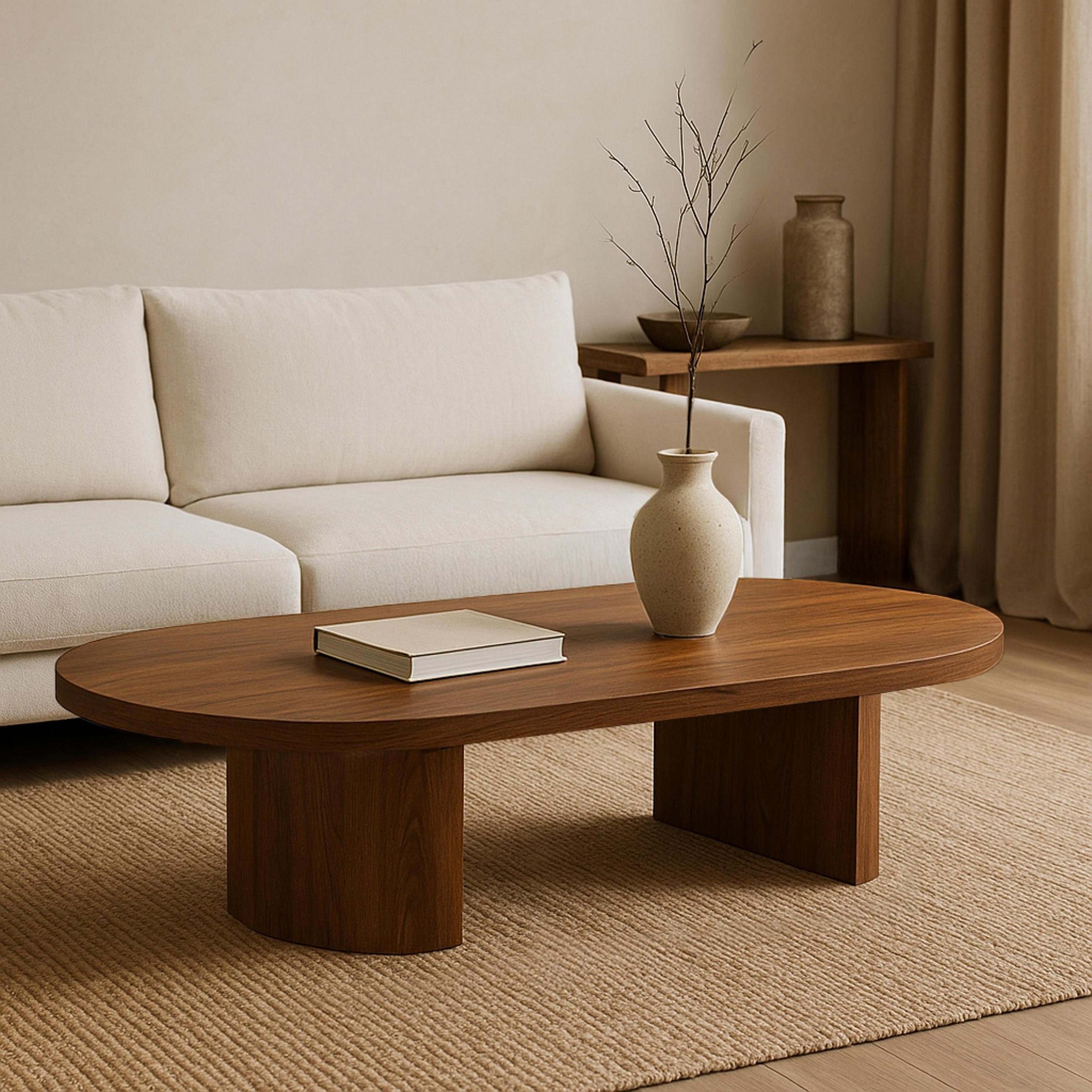 COUCHTISCH, dunkles Holzeffekt - Braun, Holz (120/70/35cm) - Oviala