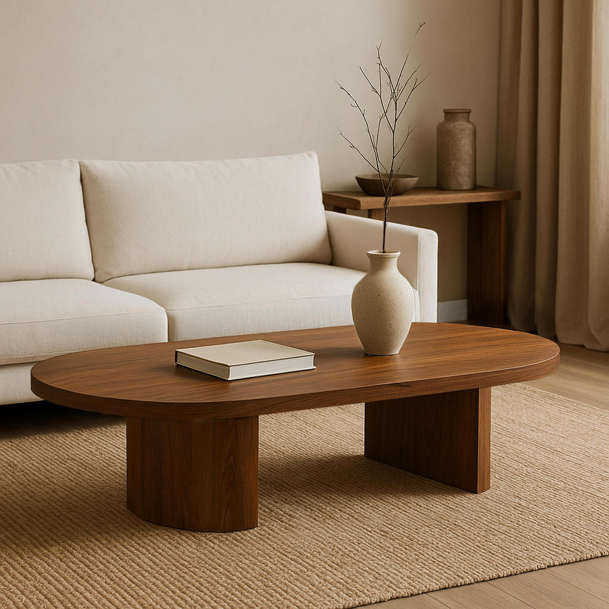 COUCHTISCH, dunkles Holzeffekt - Braun, Holz (120/70/35cm) - Oviala