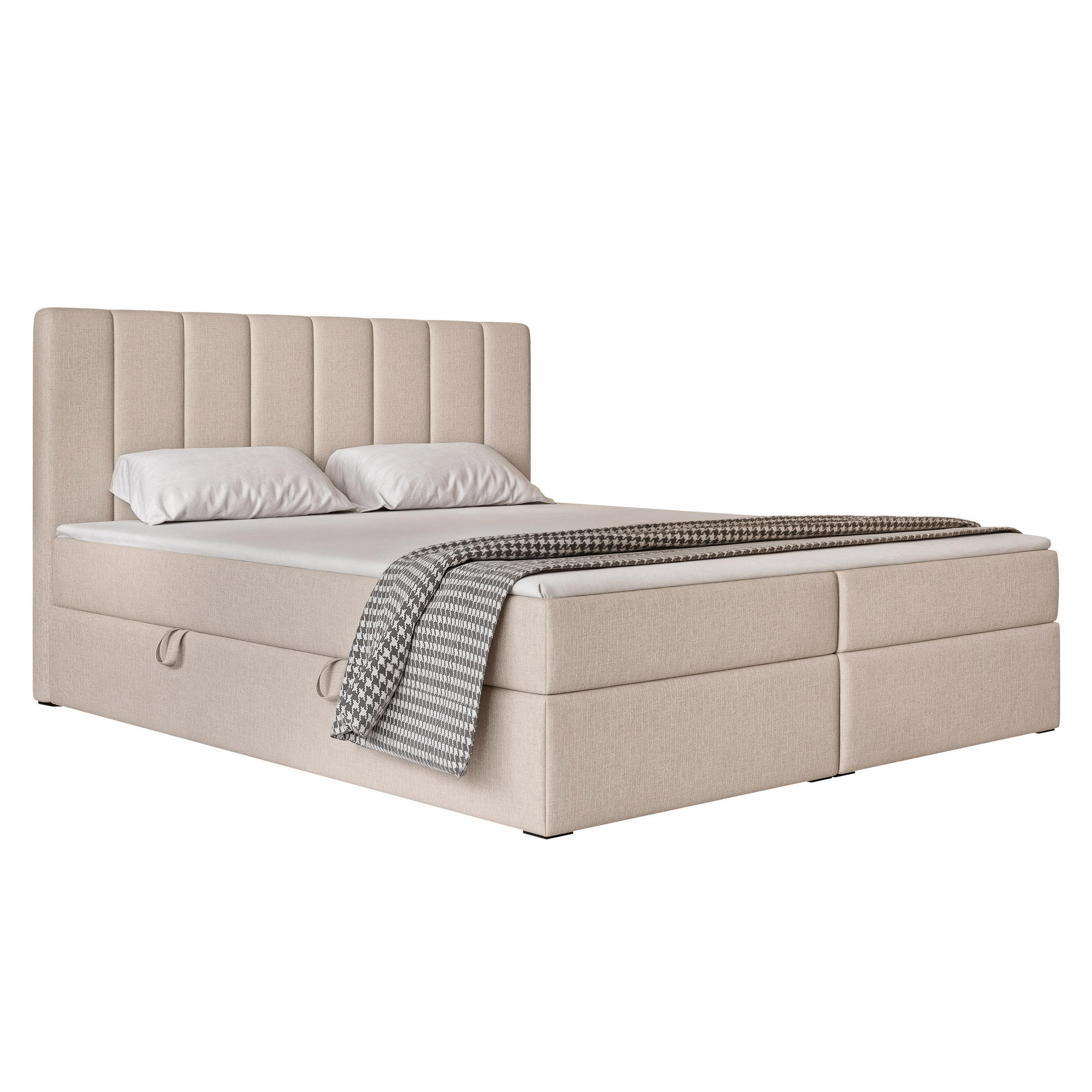 BOXBETT LEO 140/200 cm mit Matratze und Topper, Hellbeige - Sandfarben/Schwarz, Holzwerkstoff/Kunststoff (140/200cm) - Idohome