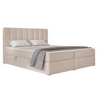 BOXBETT LEO 200/200 cm mit Matratze und Topper, Hellbeige - Sandfarben/Schwarz, Holzwerkstoff/Kunststoff (200/200cm) - Idohome