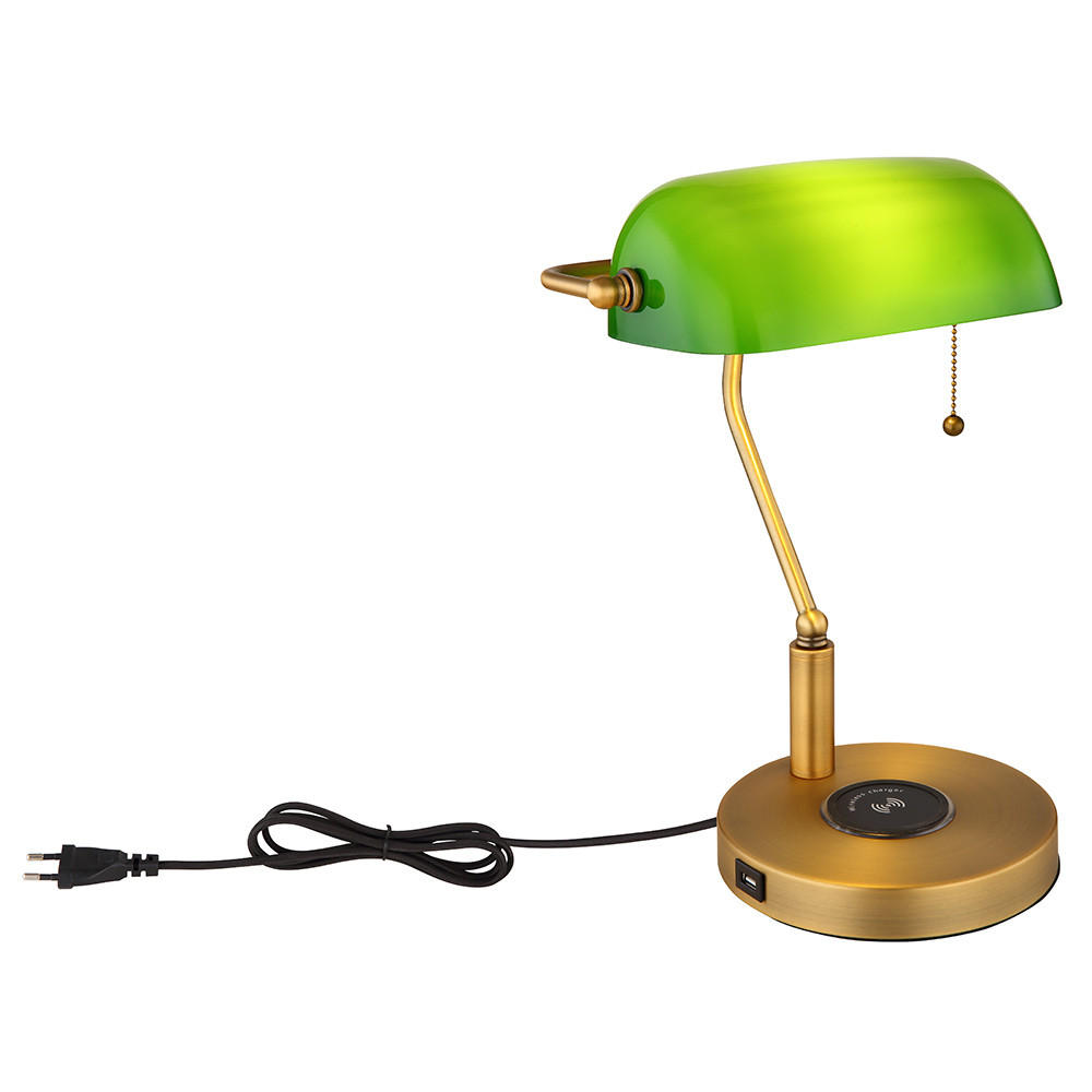 TISCHLEUCHTE ANTIK Messing Grün - Messingfarben, Glas (26.5/20/36cm) - Globo Lighting