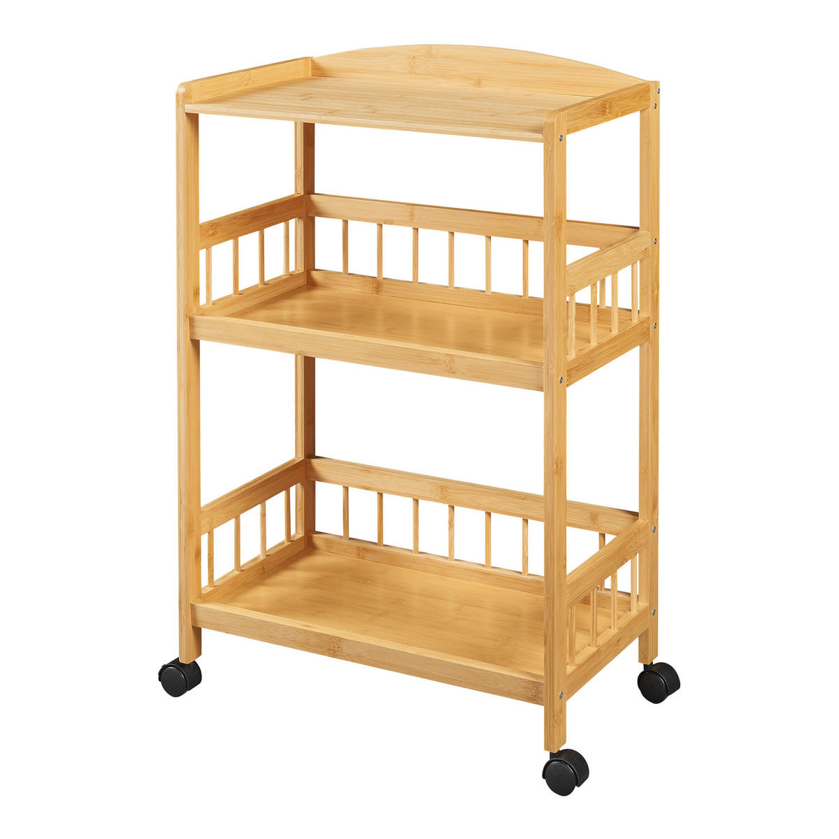 SERVIERWAGEN Huddinge - Schwarz/Naturfarben, Holz/Kunststoff (53/80/30cm) - [en.casa]