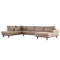 WOHNLANDSCHAFT mit Longchair - Taupe/Buchefarben, Textil (371/81/219cm) - home24