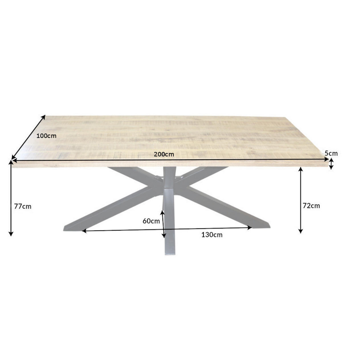 ESSTISCH GALAXIE Mangoholz 200 cm - Braun, Holz (100/200/77cm) - riess-ambiente