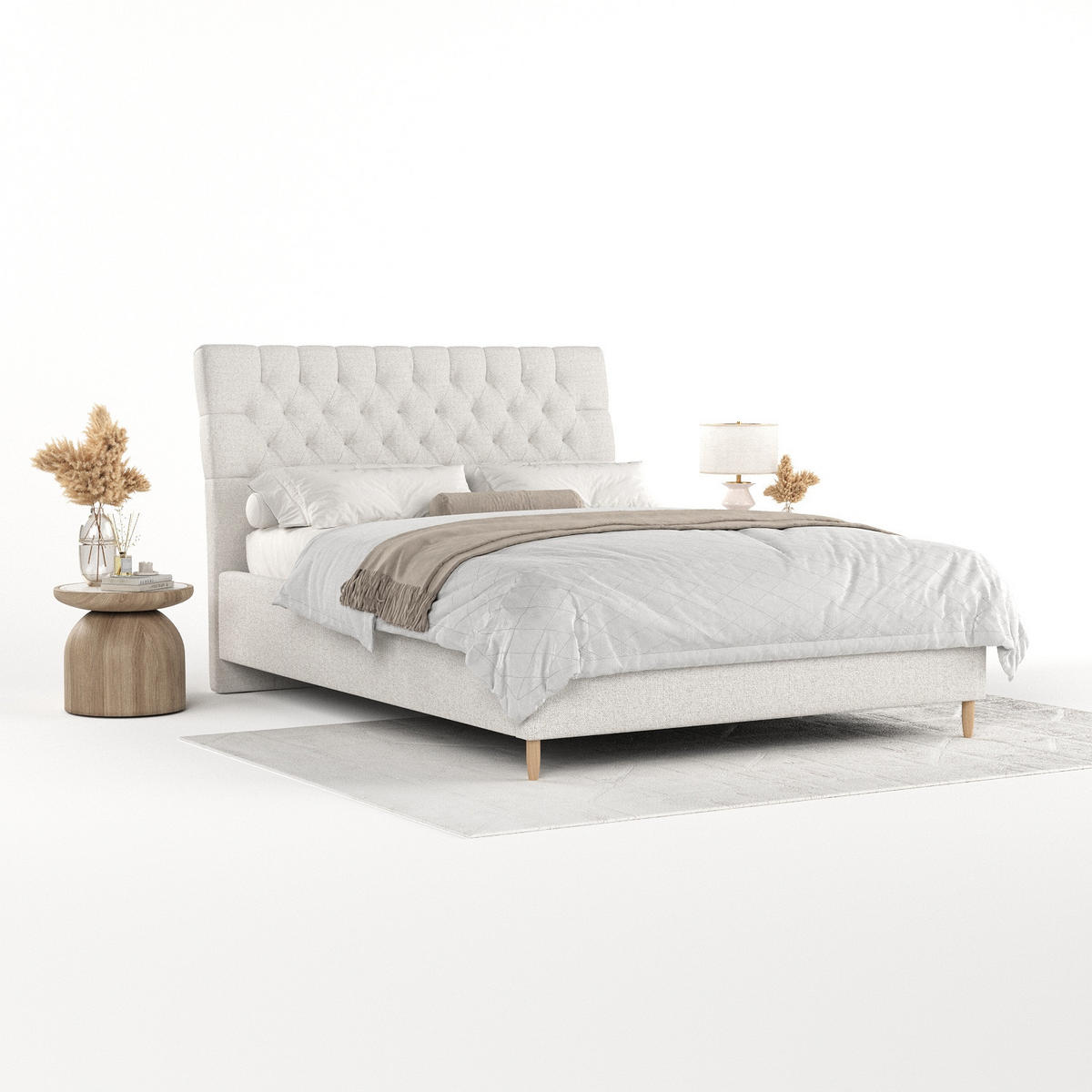 POLSTERBETT Lira 120/200 cm Hellbeige im Riva Stoff - Beige/Naturfarben, Holz/Holzwerkstoff (120/200cm) - AltaBeds