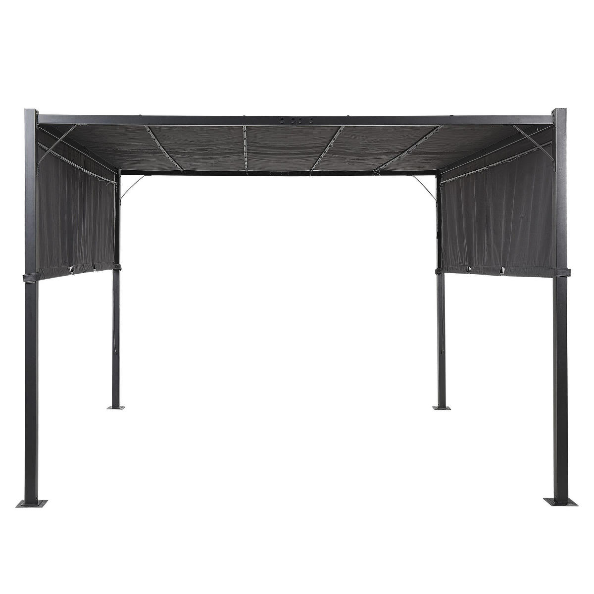 PERGOLA mit LED-Beleuchtung Stahl dunkelgrau 310/310 cm Parga - Schwarz/Grau, Metall (310/215/310cm) - Beliani