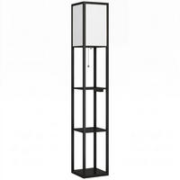 STEHLEUCHTE mit Ablagen MDF Schwarz - Schwarz, Holzwerkstoff (26/26/161cm) - HOMCOM