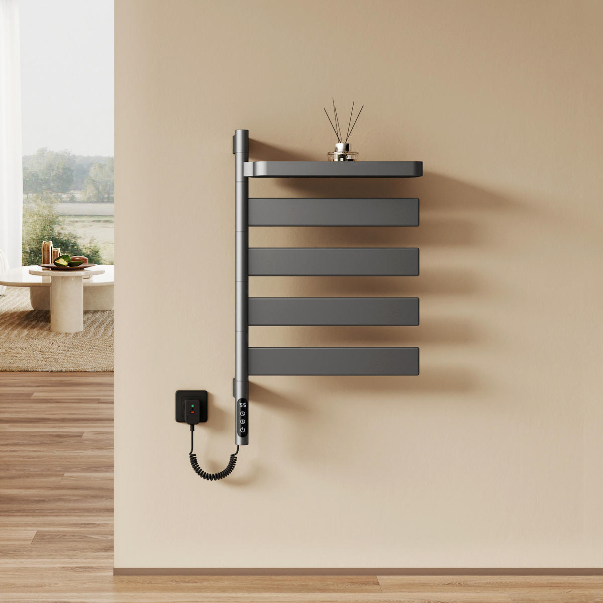 HEIZKÖRPER elektrisch 76 x 45 cm mit Smart-Steuerung & Ablage Anthrazit - Anthrazit, Metall (45/76.9/14.8cm) - EMKE