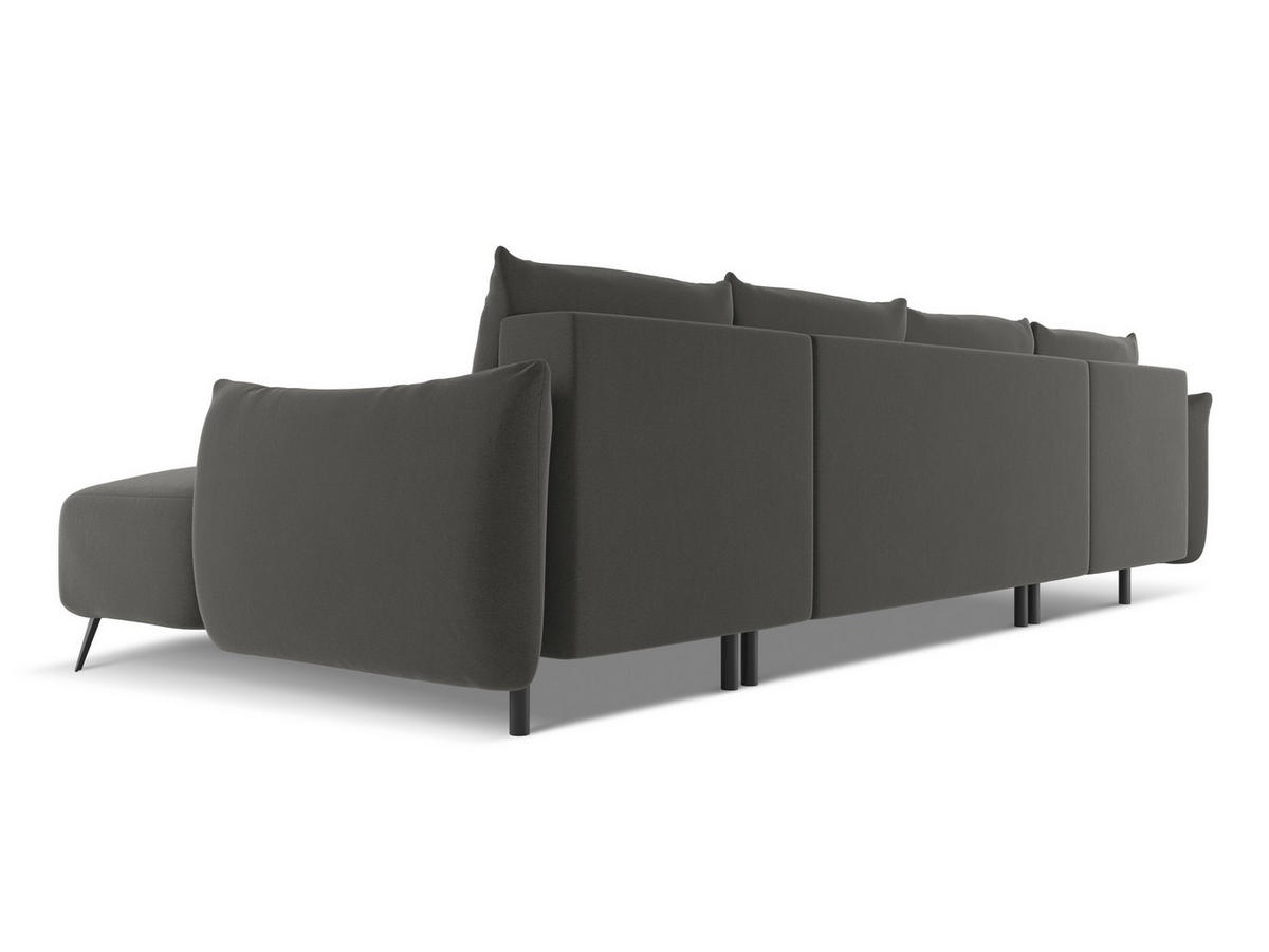 WOHNLANDSCHAFT Samt Stoff Grau - Dunkelgrau/Schwarz, Textil/Metall (317/86/162cm) - Makamii