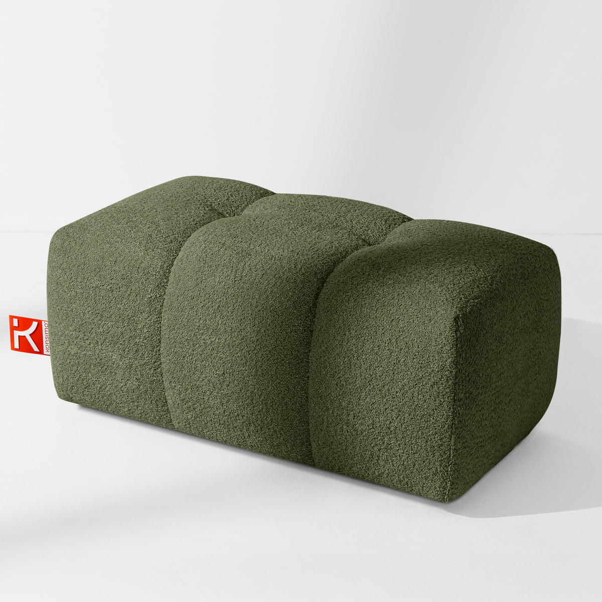 POUF RAVIA, Bouclé, Olivgrün - Olivgrün, Holz/Textil (96/45/50cm) - KONSIMO®