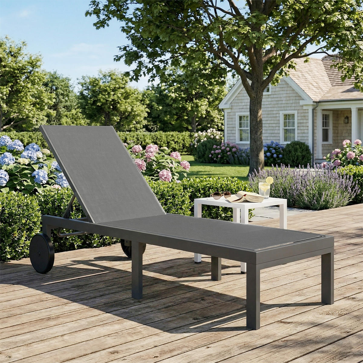 SONNENLIEGE Aluminium Dunkelgrau - Dunkelgrau, Textil/Metall (65.5/89/198cm) - Outsunny