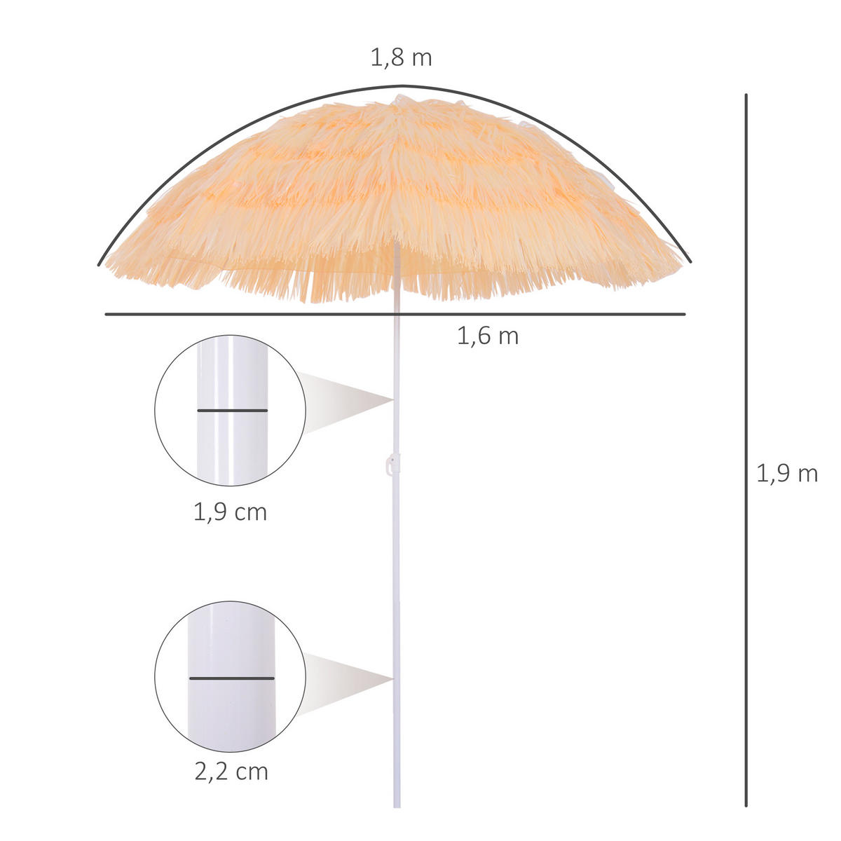 SONNENSCHIRM, Metall, Beige - Beige, Metall (160/160cm) - Outsunny