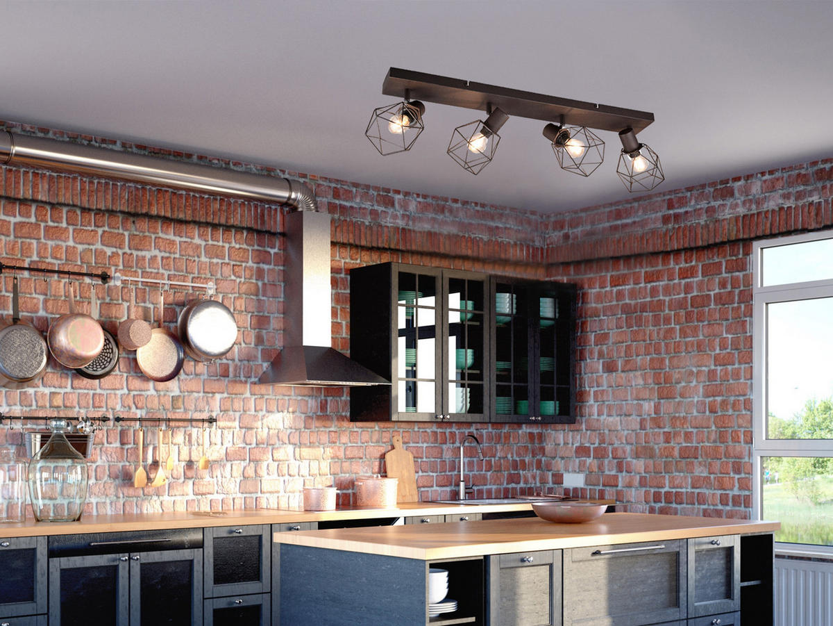 DECKENSTRAHLER 4-flammig Industrial Rostoptik, Breite 70cm - Rostfarben, Metall (9/70/14cm) - meineWunschleuchte