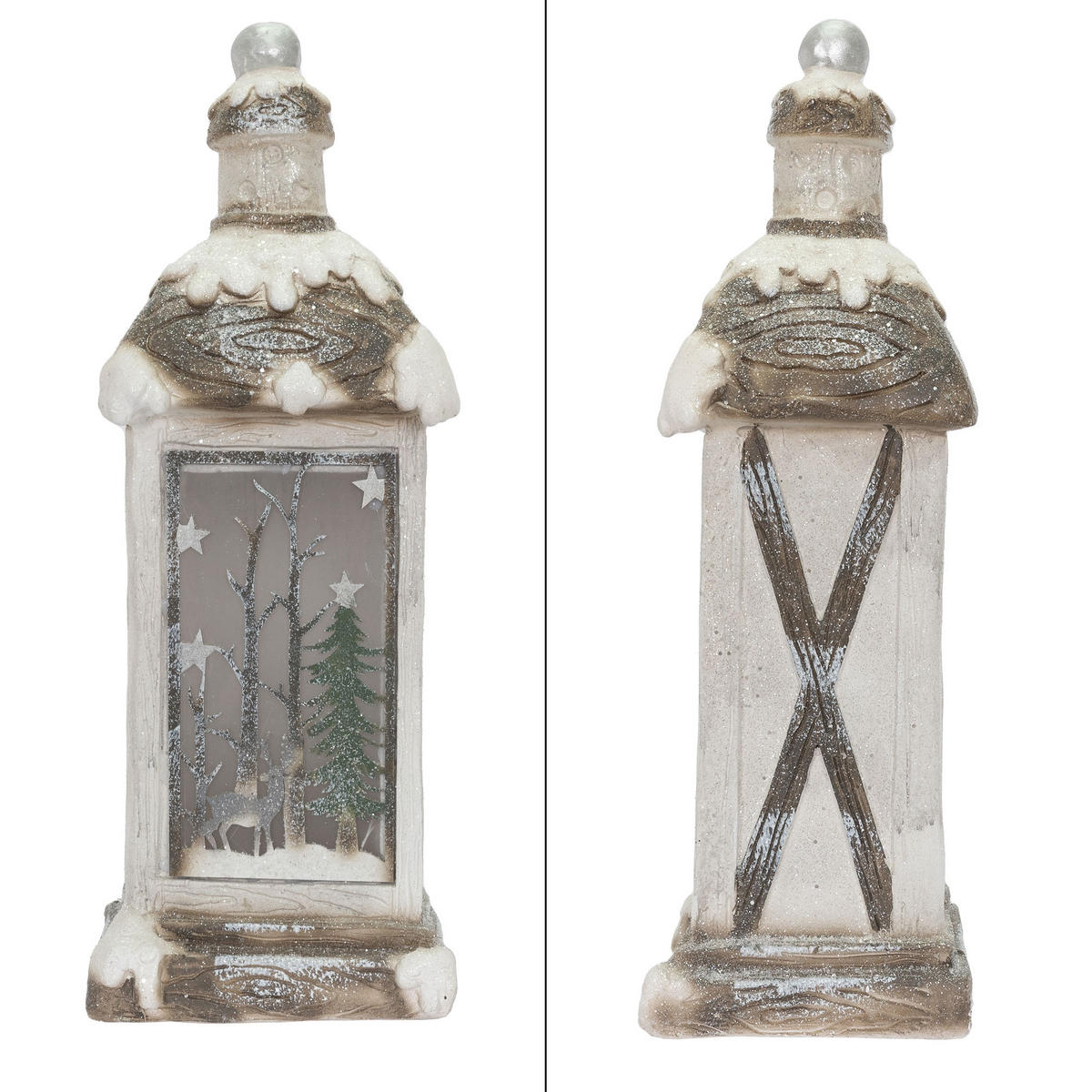 WEIHNACHTSLATERNE 60 cm mit LED - Beige, Kunststoff (22/60/19cm) - ECD-Germany