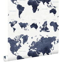 TAPETE vintage Weltkarten 53 cm x 10.05 m - Blau, Papier (53/0.1cm) - ESTAhome