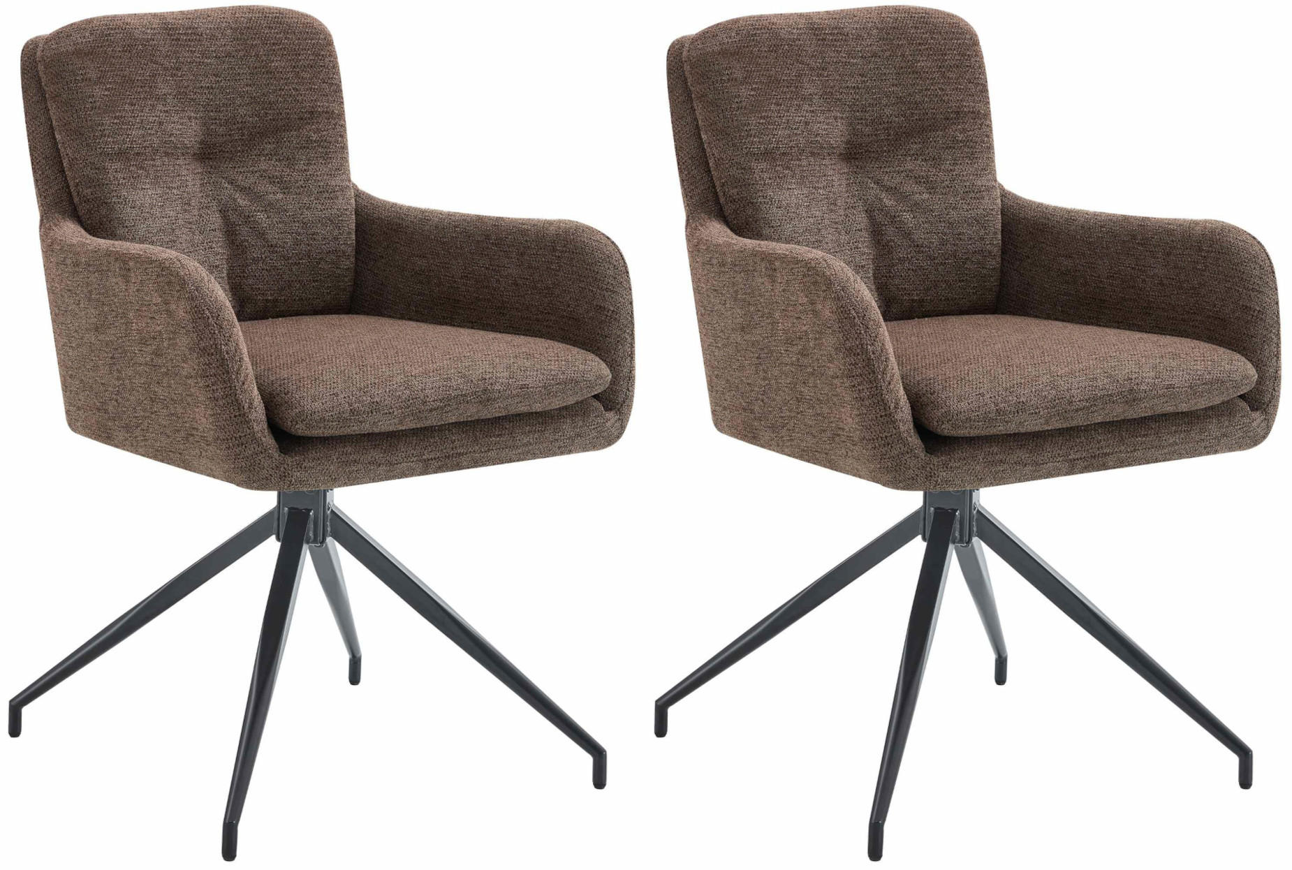 ESSZIMMERSTUHL 2er Set Halberg Stoff braun - Schwarz/Braun, Textil/Metall (58/85/63cm) - TPFLiving