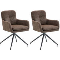 ESSZIMMERSTUHL 2er Set Halberg Stoff braun - Schwarz/Braun, Textil/Metall (58/85/63cm) - TPFLiving