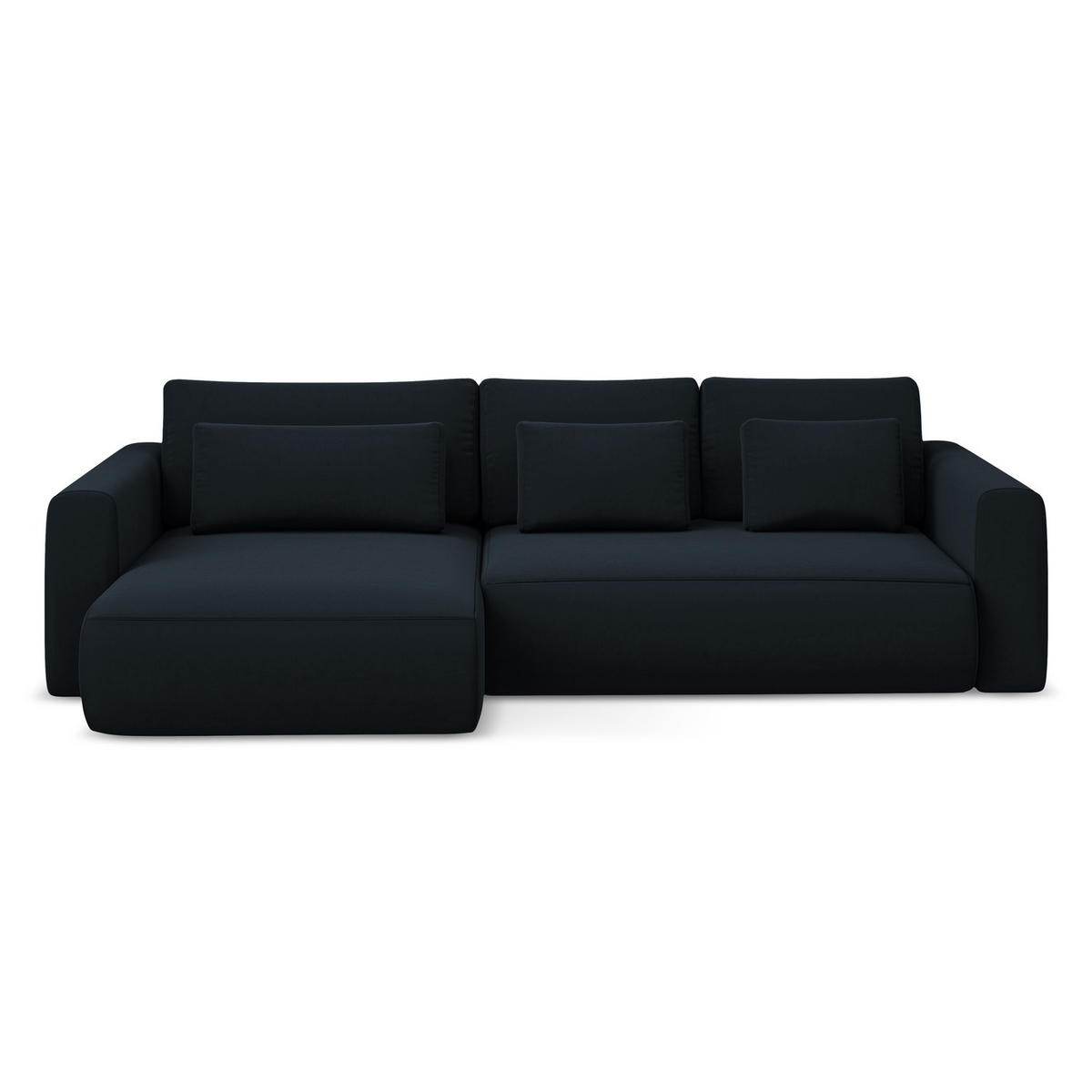 ECKSOFA mit Schlaffunktion Samt Stoff Blau - Blau/Schwarz, Kunststoff/Textil (149/278cm) - LaMiaSofa