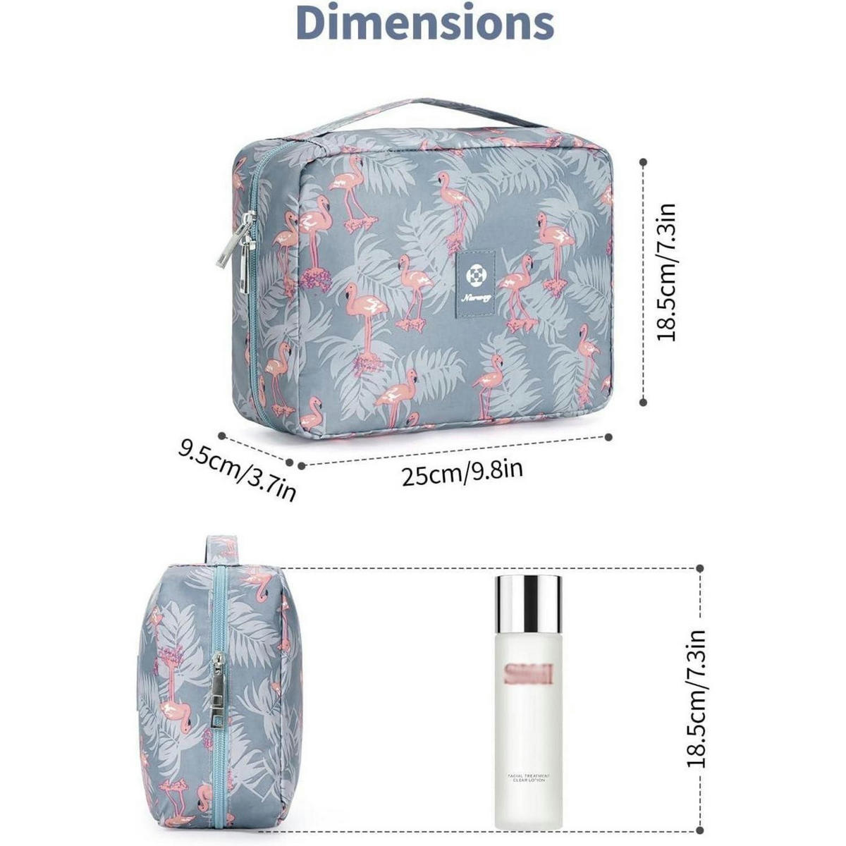 KULTURTASCHE zum Aufhängen mit Flamingo-Muster - Multicolor, Textil (5/1/5cm)