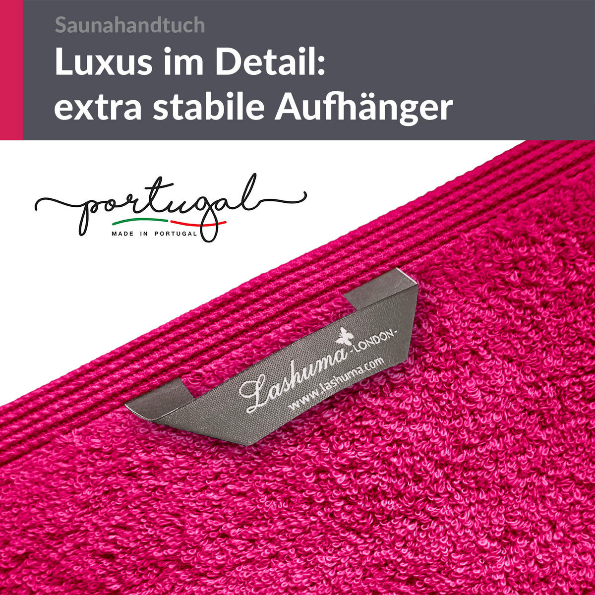 BADETUCH London Rhabarber Rot 100x200 cm - Pink, Textil (100/200cm) - Lashuma