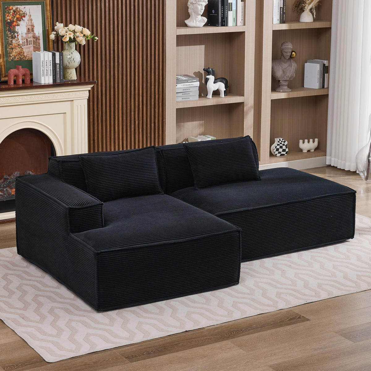 3-SITZER-SOFA 235 cm mit Taschenfederkern, High-Density-Schaum und pflegeleichtem Polyesterbezug, Schwarz - Schwarz, Textil (235/70/129cm) - Redom