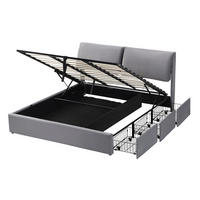 POLSTERBETT 160x200cm Grau Mit Hydraulik & 3 Schubladen - Grau, Textil - FLIEKS